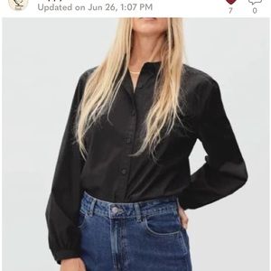 Everlane Black Organic Cotton Prep Shirt Women's Size 12 NWT Oversized Classic